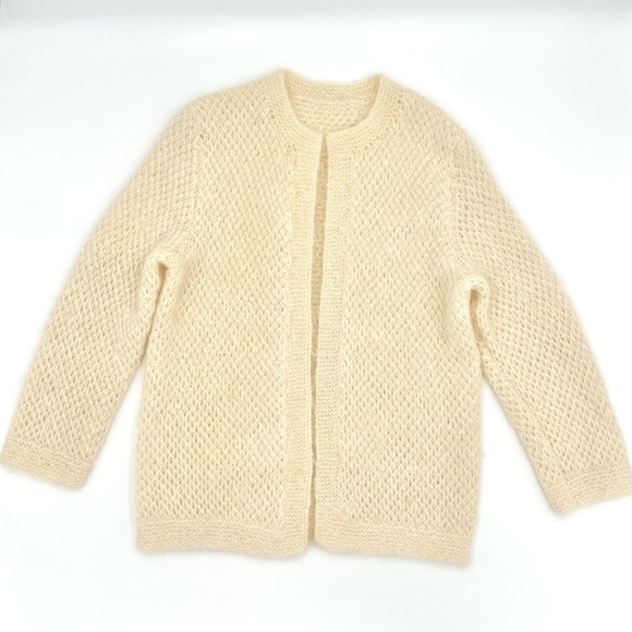 Handmade‎ Sparkly Open Cardigan Sweater Cream White Soft Angelcore Cottagecore - Picture 1 of 9